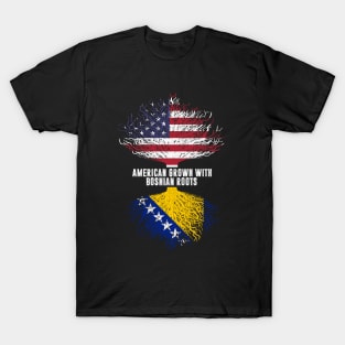 American Grown with Bosnian Roots USA Flag T-Shirt